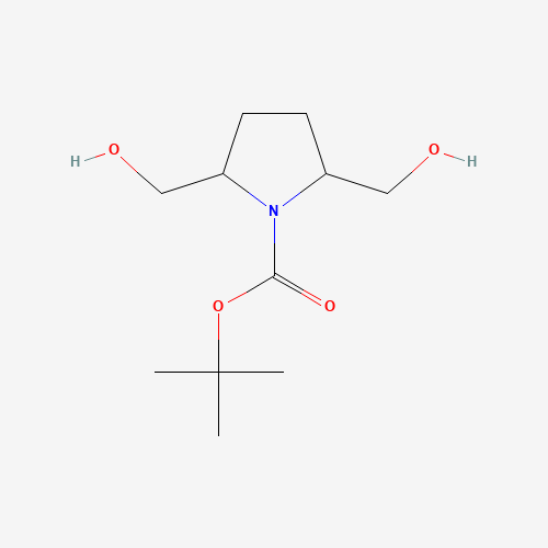 tert-butyl 2,5-bis(hydroxymethyl)pyrrolidine-1-carboxylate (CAS: 885277-59-8) - Chemical Structure and Molecular Formula 