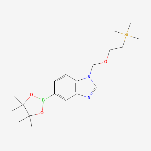 trimethyl-[2-[[5-(4,4,5,5-tetramethyl-1,3,2-dioxaborolan-2-yl)benzimidazol-1-yl]methoxy]ethyl]silane (CAS: 317830-46-9) - Chemical Structure and Molecular Formula 