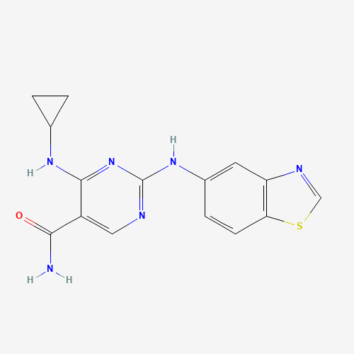 2-(1,3-benzothiazol-5-ylamino)-4-(cyclopropylamino)pyrimidine-5-carboxamide (CAS: 1198302-88-3) - Related Chemical Product