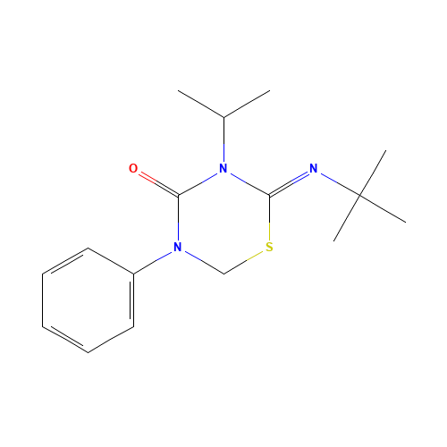 2-tert-butylimino-5-phenyl-3-propan-2-yl-1,3,5-thiadiazinan-4-one (CAS: 69327-76-0) - Chemical Structure and Molecular Formula 