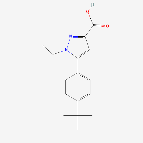 5-(4-tert-butylphenyl)-1-ethylpyrazole-3-carboxylic acid (CAS: 852815-13-5) - Chemical Structure and Molecular Formula 