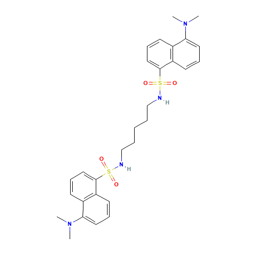 5-(dimethylamino)-N-[5-[[5-(dimethylamino)naphthalen-1-yl]sulfonylamino]pentyl]naphthalene-1-sulfonamide (CAS: 55521-24-9) - Chemical Structure and Molecular Formula 