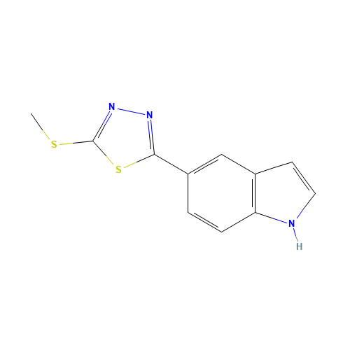 2-(1H-indol-5-yl)-5-methylsulfanyl-1,3,4-thiadiazole (CAS: 1401348-60-4) - Chemical Structure and Molecular Formula 
