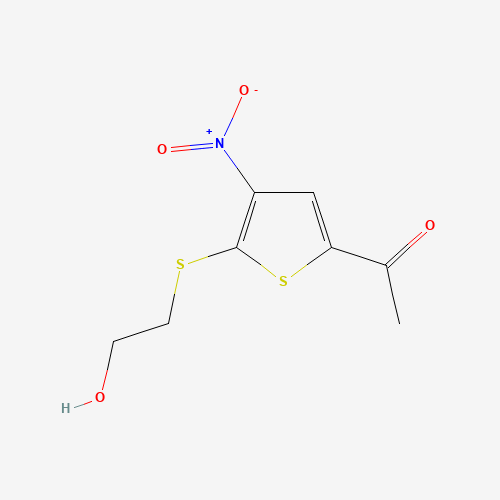 1-[5-(2-hydroxyethylsulfanyl)-4-nitrothiophen-2-yl]ethanone (CAS: 845266-22-0) - Chemical Structure and Molecular Formula 