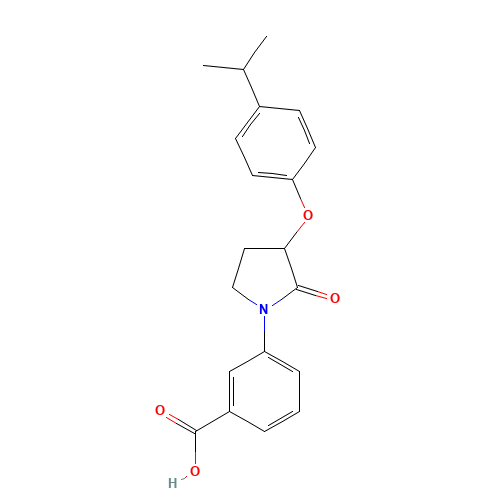 3-[2-oxo-3-(4-propan-2-ylphenoxy)pyrrolidin-1-yl]benzoic acid (CAS: 649773-82-0) - Chemical Structure and Molecular Formula 