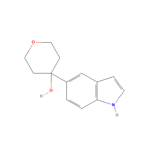 4-(1H-indol-5-yl)oxan-4-ol (CAS: 885273-22-3) - Chemical Structure and Molecular Formula 