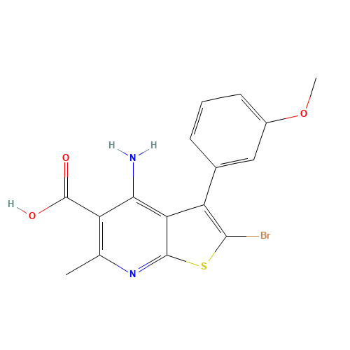 4-amino-2-bromo-3-(3-methoxyphenyl)-6-methylthieno[2,3-b]pyridine-5-carboxylic acid (CAS: 1312594-19-6) - Chemical Structure and Molecular Formula 