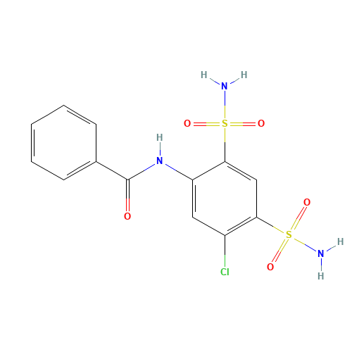 N-(5-chloro-2,4-disulfamoylphenyl)benzamide (CAS: 1047-46-7) - Chemical Structure and Molecular Formula 
