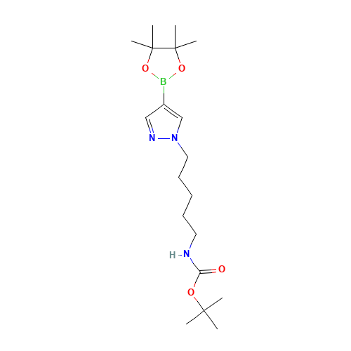 tert-butyl N-[5-[4-(4,4,5,5-tetramethyl-1,3,2-dioxaborolan-2-yl)pyrazol-1-yl]pentyl]carbamate (CAS: 1201790-45-5) - Chemical Structure and Molecular Formula 