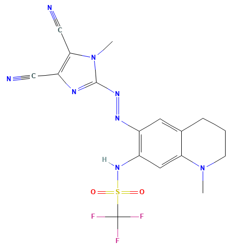 N-[6-[(4,5-dicyano-1-methylimidazol-2-yl)diazenyl]-1-methyl-3,4-dihydro-2H-quinolin-7-yl]-1,1,1-trifluoromethanesulfonamide (CAS: 848080-39-7) - Related Chemical Product