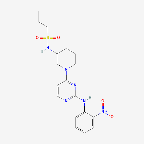 N-[1-[2-(2-nitroanilino)pyrimidin-4-yl]piperidin-3-yl]propane-1-sulfonamide (CAS: 1538605-62-7) - Chemical Structure and Molecular Formula 