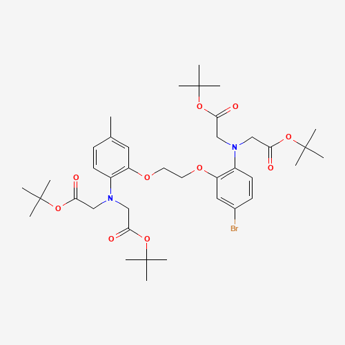 tert-butyl 2-[2-[2-[2-[bis[2-[(2-methylpropan-2-yl)oxy]-2-oxoethyl]amino]-5-bromophenoxy]ethoxy]-4-methyl-N-[2-[(2-methylpropan-2-yl)oxy]-2-oxoethyl]anilino]acetate (CAS: 125663-37-8) - Chemical Structure and Molecular Formula 