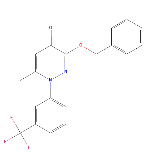 6-methyl-3-phenylmethoxy-1-[3-(trifluoromethyl)phenyl]pyridazin-4-one (CAS: 146824-79-5) - Chemical Structure and Molecular Formula 