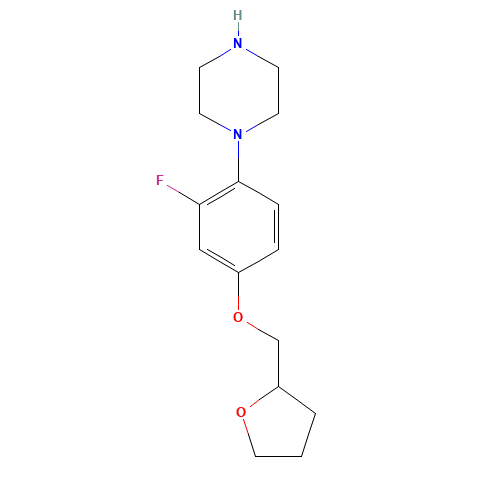 1-[2-fluoro-4-(oxolan-2-ylmethoxy)phenyl]piperazine (CAS: 1364890-71-0) - Chemical Structure and Molecular Formula 