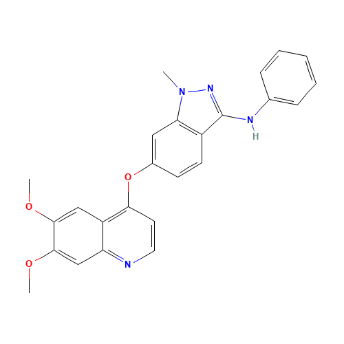 6-(6,7-dimethoxyquinolin-4-yl)oxy-1-methyl-N-phenylindazol-3-amine (CAS: 862178-83-4) - Chemical Structure and Molecular Formula 