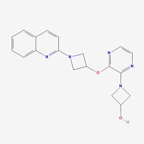 1-[3-(1-quinolin-2-ylazetidin-3-yl)oxypyrazin-2-yl]azetidin-3-ol (CAS: 1350603-96-1) - Chemical Structure and Molecular Formula 