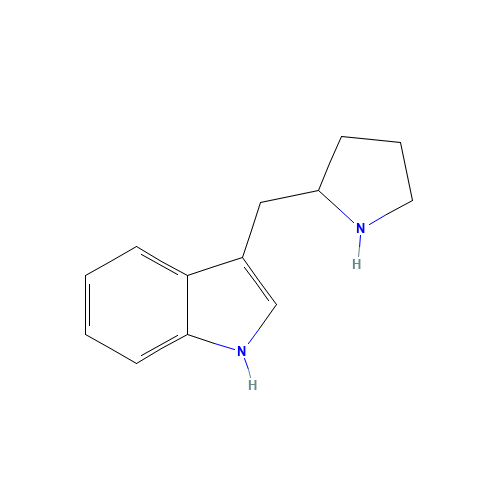 3-(pyrrolidin-2-ylmethyl)-1H-indole (CAS: 143321-77-1) - Chemical Structure and Molecular Formula 
