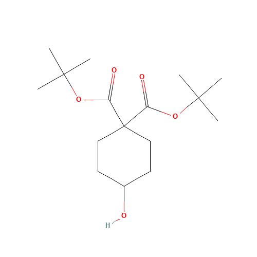 ditert-butyl 4-hydroxycyclohexane-1,1-dicarboxylate (CAS: 1318651-93-2) - Chemical Structure and Molecular Formula 