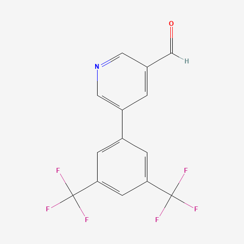 5-[3,5-bis(trifluoromethyl)phenyl]pyridine-3-carbaldehyde (CAS: 887973-75-3) - Chemical Structure and Molecular Formula 