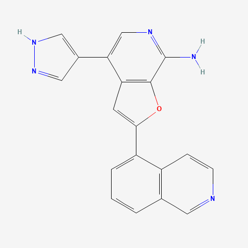 2-isoquinolin-5-yl-4-(1H-pyrazol-4-yl)furo[2,3-c]pyridin-7-amine (CAS: 1326709-27-6) - Chemical Structure and Molecular Formula 