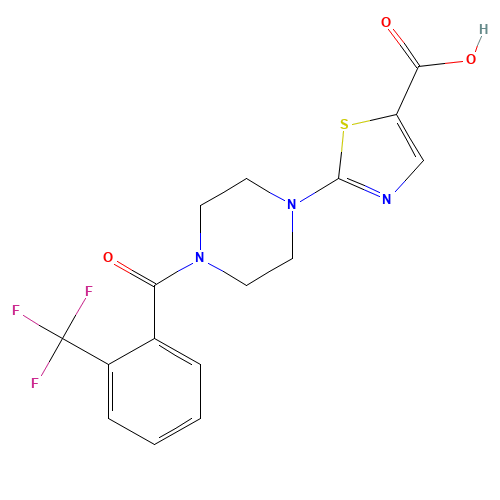 2-[4-[2-(trifluoromethyl)benzoyl]piperazin-1-yl]-1,3-thiazole-5-carboxylic acid (CAS: 916888-64-7) - Related Chemical Product