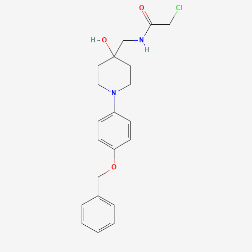 2-chloro-N-[[4-hydroxy-1-(4-phenylmethoxyphenyl)piperidin-4-yl]methyl]acetamide (CAS: 916344-32-6) - Chemical Structure and Molecular Formula 