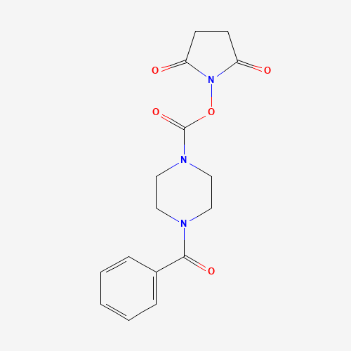 (2,5-dioxopyrrolidin-1-yl) 4-benzoylpiperazine-1-carboxylate (CAS: 1460037-88-0) - Chemical Structure and Molecular Formula 