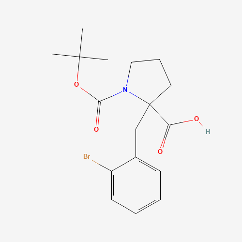 2-[(2-bromophenyl)methyl]-1-[(2-methylpropan-2-yl)oxycarbonyl]pyrrolidine-2-carboxylic acid (CAS: 351002-85-2) - Chemical Structure and Molecular Formula 