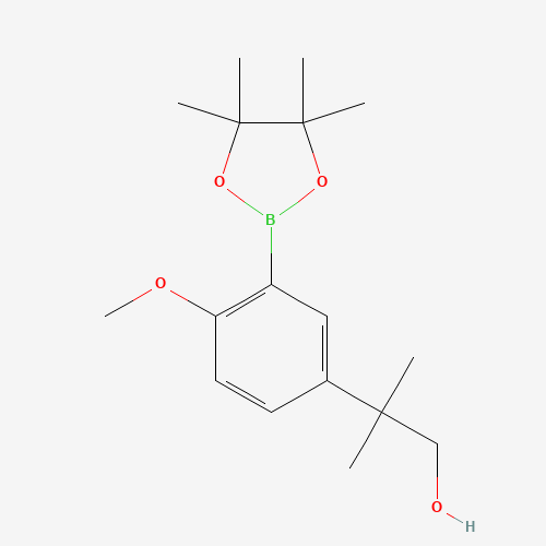 2-[4-methoxy-3-(4,4,5,5-tetramethyl-1,3,2-dioxaborolan-2-yl)phenyl]-2-methylpropan-1-ol (CAS: 944280-14-2) - Chemical Structure and Molecular Formula 