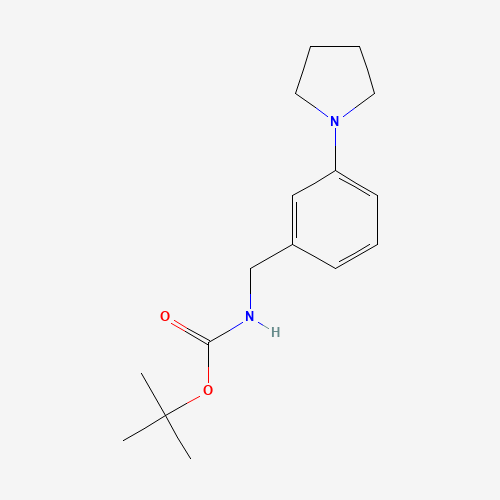 tert-butyl N-[(3-pyrrolidin-1-ylphenyl)methyl]carbamate (CAS: 828242-06-4) - Chemical Structure and Molecular Formula 