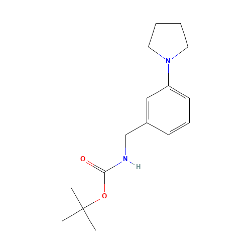tert-butyl N-[(3-pyrrolidin-1-ylphenyl)methyl]carbamate (CAS: 828242-06-4) - Chemical Structure and Molecular Formula 