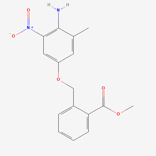 methyl 2-[(4-amino-3-methyl-5-nitrophenoxy)methyl]benzoate (CAS: 808744-52-7) - Chemical Structure and Molecular Formula 