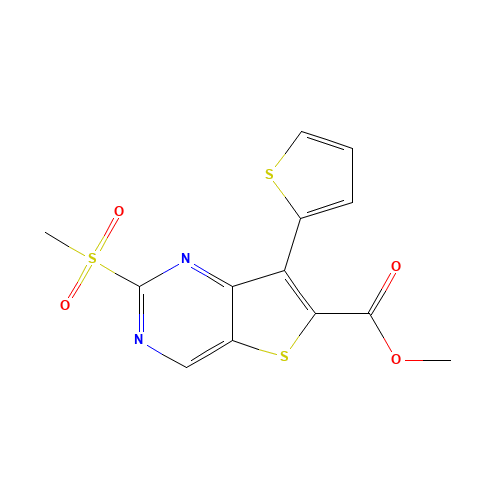 methyl 2-methylsulfonyl-7-thiophen-2-ylthieno[3,2-d]pyrimidine-6-carboxylate (CAS: 1462950-25-9) - Chemical Structure and Molecular Formula 