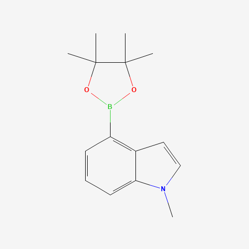 1-methyl-4-(4,4,5,5-tetramethyl-1,3,2-dioxaborolan-2-yl)indole (CAS: 898289-06-0) - Chemical Structure and Molecular Formula 