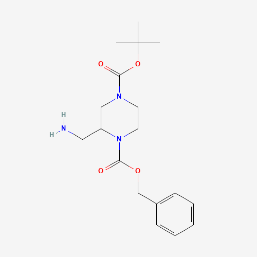 1-O-benzyl 4-O-tert-butyl 2-(aminomethyl)piperazine-1,4-dicarboxylate (CAS: 317365-34-7) - Chemical Structure and Molecular Formula 