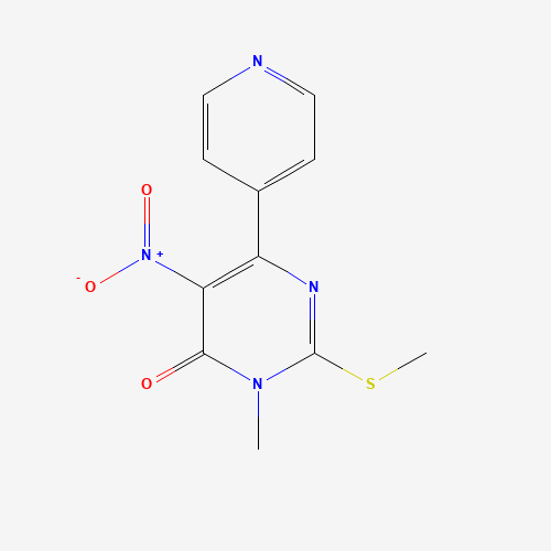 3-methyl-2-methylsulfanyl-5-nitro-6-pyridin-4-ylpyrimidin-4-one (CAS: 831231-60-8) - Chemical Structure and Molecular Formula 