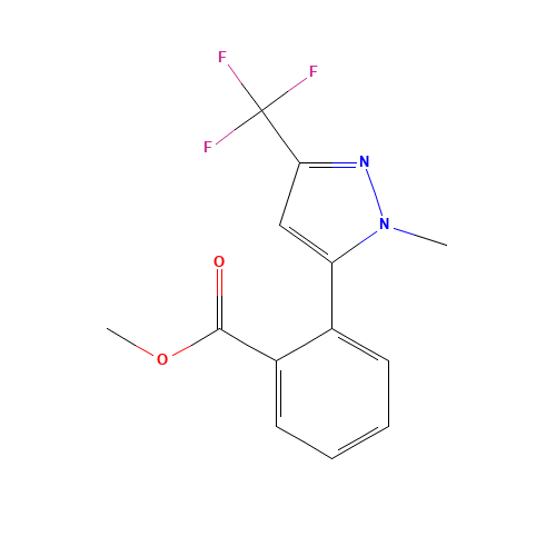 methyl 2-[2-methyl-5-(trifluoromethyl)pyrazol-3-yl]benzoate (CAS: 898289-62-8) - Chemical Structure and Molecular Formula 