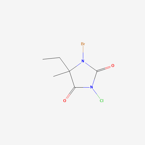 1-bromo-3-chloro-5-ethyl-5-methylimidazolidine-2,4-dione (CAS: 89415-46-3) - Chemical Structure and Molecular Formula 