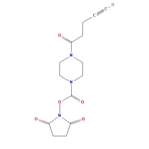 (2,5-dioxopyrrolidin-1-yl) 4-pent-4-ynoylpiperazine-1-carboxylate (CAS: 1443642-76-9) - Chemical Structure and Molecular Formula 