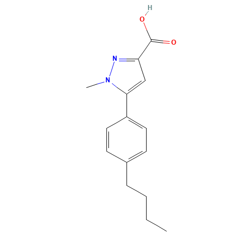 5-(4-butylphenyl)-1-methylpyrazole-3-carboxylic acid (CAS: 852815-60-2) - Chemical Structure and Molecular Formula 