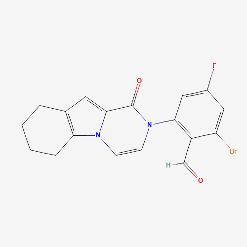 2-bromo-4-fluoro-6-(1-oxo-6,7,8,9-tetrahydropyrazino[1,2-a]indol-2-yl)benzaldehyde (CAS: 1433990-33-0) - Chemical Structure and Molecular Formula 