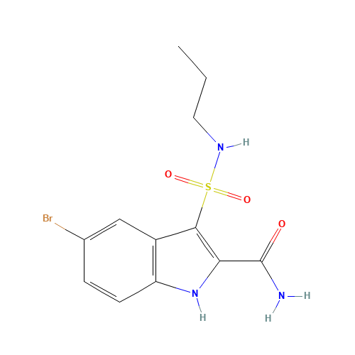 5-bromo-3-(propylsulfamoyl)-1H-indole-2-carboxamide (CAS: 918494-78-7) - Chemical Structure and Molecular Formula 