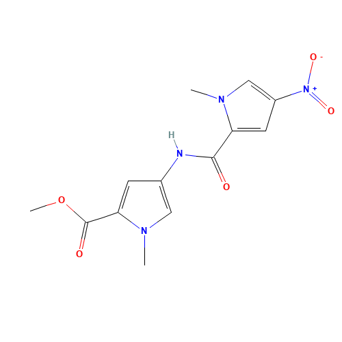 methyl 1-methyl-4-[(1-methyl-4-nitropyrrole-2-carbonyl)amino]pyrrole-2-carboxylate (CAS: 69910-20-9) - Chemical Structure and Molecular Formula 