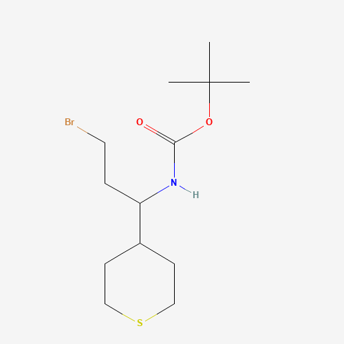 tert-butyl N-[3-bromo-1-(thian-4-yl)propyl]carbamate (CAS: 924817-73-2) - Chemical Structure and Molecular Formula 