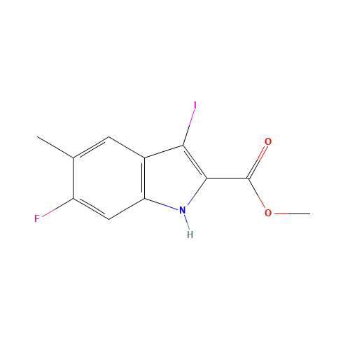 methyl 6-fluoro-3-iodo-5-methyl-1H-indole-2-carboxylate (CAS: 1126423-38-8) - Chemical Structure and Molecular Formula 