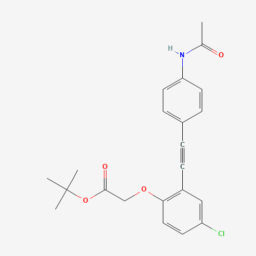 tert-butyl 2-[2-[2-(4-acetamidophenyl)ethynyl]-4-chlorophenoxy]acetate (CAS: 1240288-69-0) - Chemical Structure and Molecular Formula 