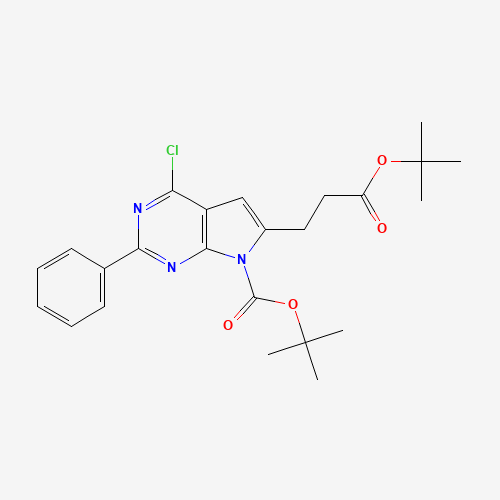 tert-butyl 4-chloro-6-[3-[(2-methylpropan-2-yl)oxy]-3-oxopropyl]-2-phenylpyrrolo[2,3-d]pyrimidine-7-carboxylate (CAS: 343633-09-0) - Related Chemical Product