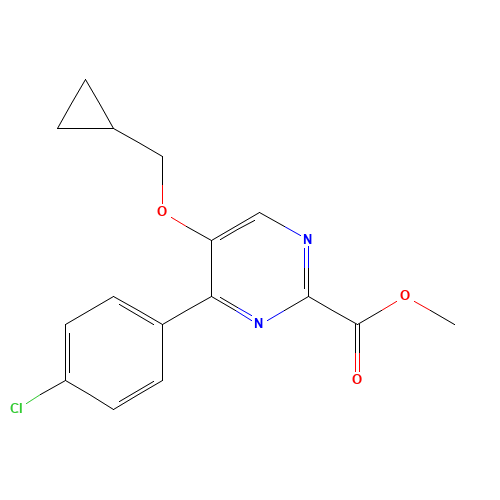 methyl 4-(4-chlorophenyl)-5-(cyclopropylmethoxy)pyrimidine-2-carboxylate (CAS: 1364677-36-0) - Chemical Structure and Molecular Formula 