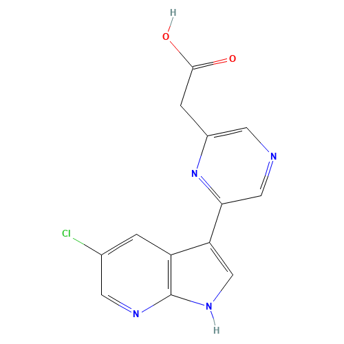 2-[6-(5-chloro-1H-pyrrolo[2,3-b]pyridin-3-yl)pyrazin-2-yl]acetic acid (CAS: 1346172-94-8) - Chemical Structure and Molecular Formula 