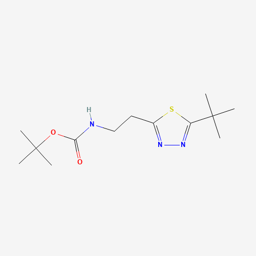 tert-butyl N-[2-(5-tert-butyl-1,3,4-thiadiazol-2-yl)ethyl]carbamate (CAS: 1244059-29-7) - Chemical Structure and Molecular Formula 